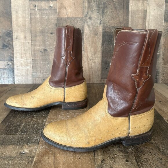 Lucchese Classics L8013 Roper Ostrich Western Cowboy Boots Mens 9 D - Picture 11 of 12